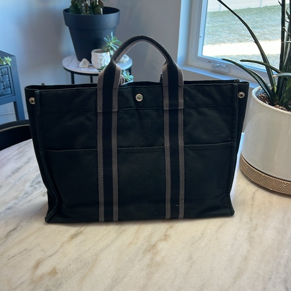 Hermès Large & mini Fourre Tout Tote in Black & Grey - Picture 2 of 14